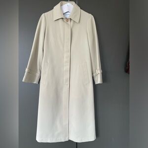 Women's Cream Longline Single-Breasted Coat